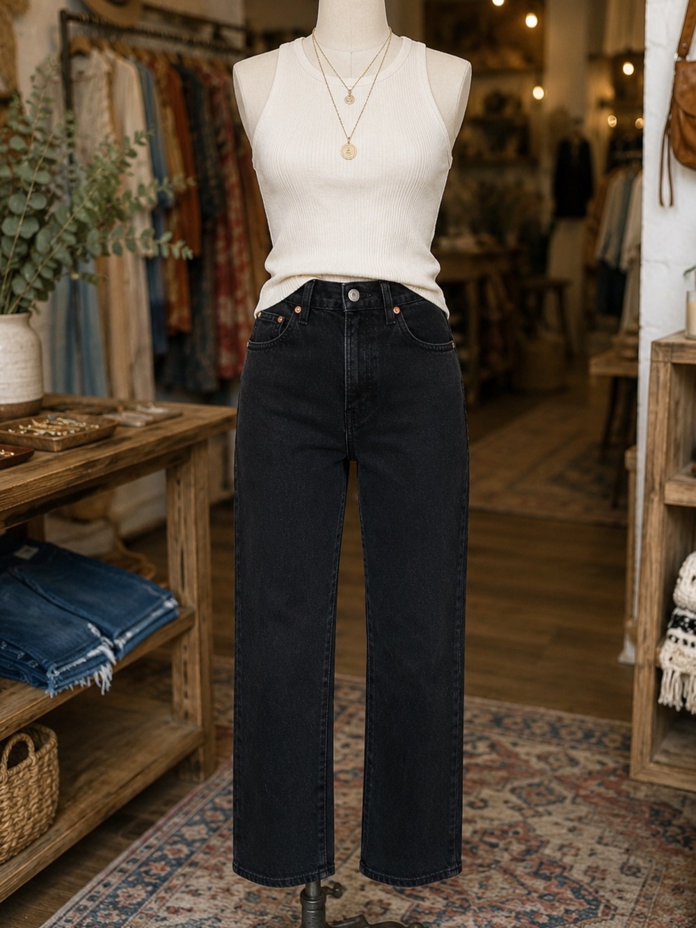 Levi's Straight Leg Jeans in Washed Black